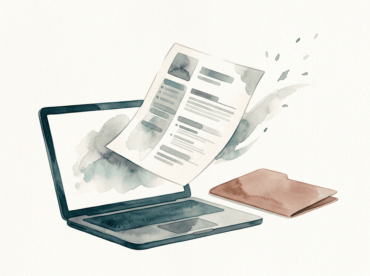 Illustration of exporting a finished resume for applications